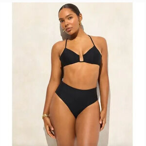 J.Crew Bikini Swim Suit Classic Sculpt Mira Top L Black NWT CJ786 J.Crew